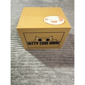 Automatic Stealing Coin Cat Box Kitty Piggy Bank Tested Working